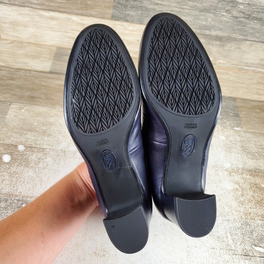 Sofft Annamarie Womens Pumps Sz 7.5 M Sky Navy Leather Round Toe Block Heel - Picture 8 of 10